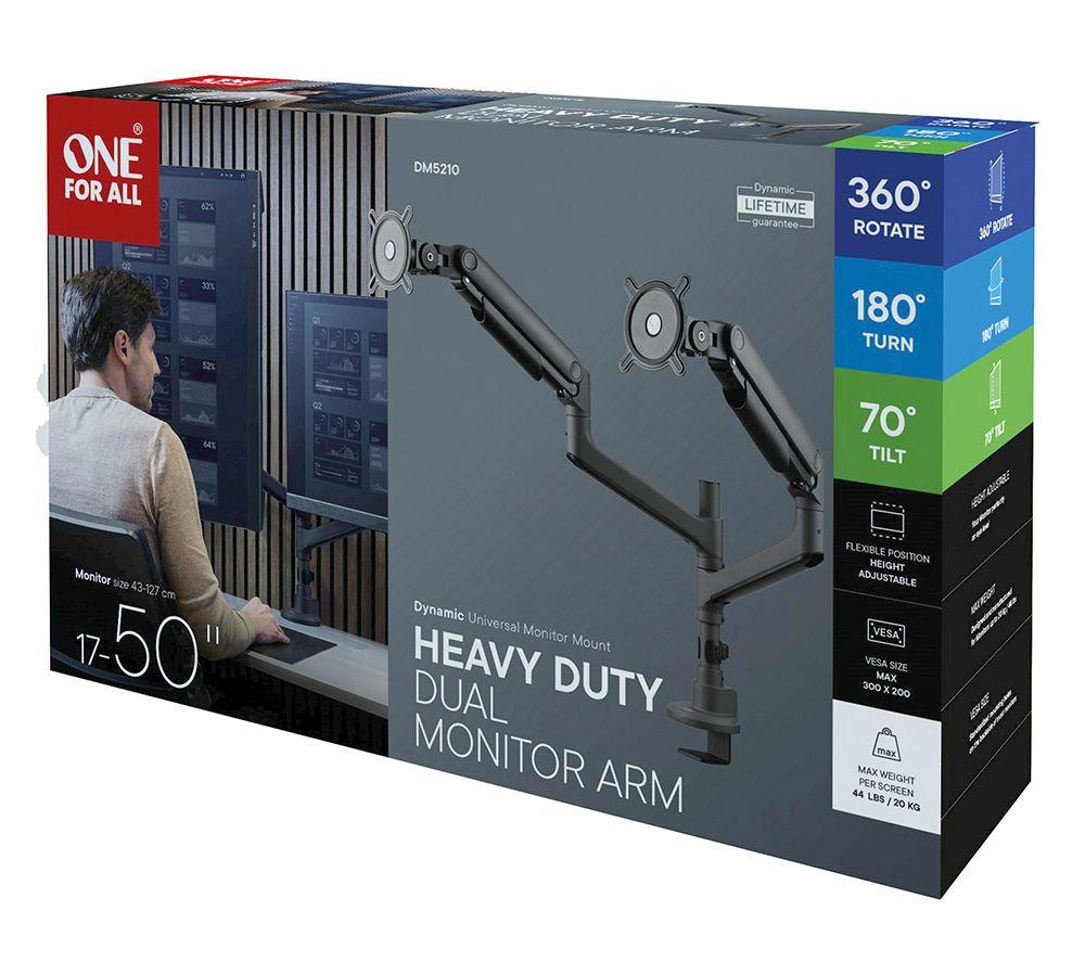 ONE FOR ALL DM5210 Dual Arm Full Motion 17-50" Monitor Desk Mount - Black image number 6 of 6