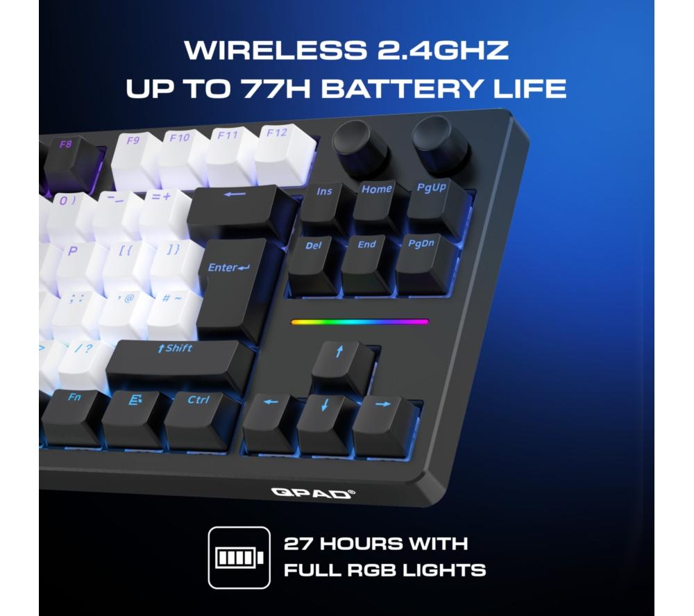 QPAD Loop TKL Mechanical Gaming Keyboard - Black & White image number 3 of 17