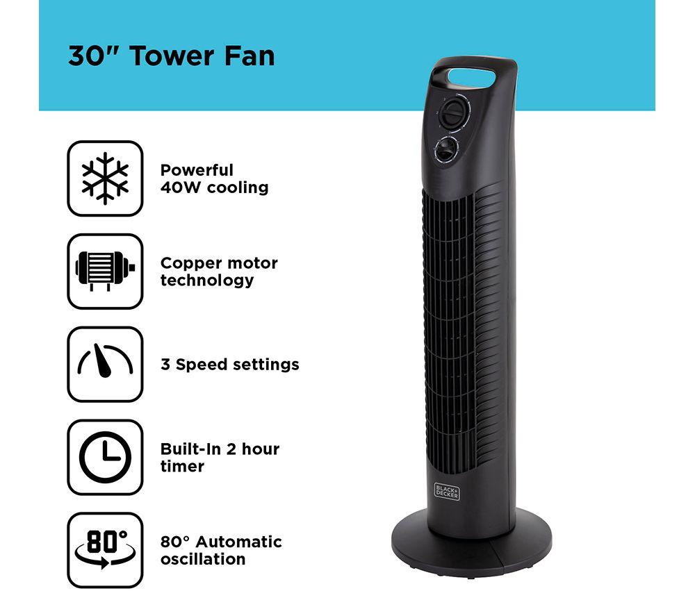 BLACK + DECKER BXFT50002GB 10" Tower Fan - Black image number 3 of 8