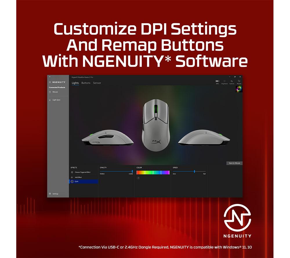 HYPERX Pulsefire Haste 2 Pro RGB Wireless Optical Gaming Mouse image number 9 of 15