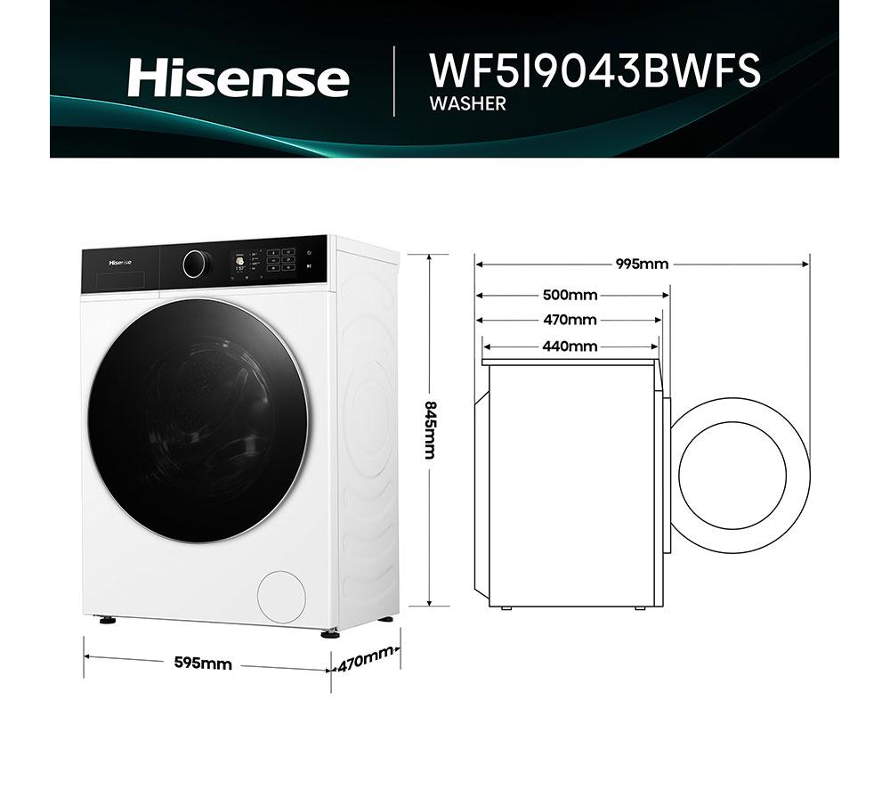 HISENSE KitchenFit 5i Series WF5I9043BWFS WiFi-enabled 9 kg 1400 Spin Washing Machine - White image number 14 of 27