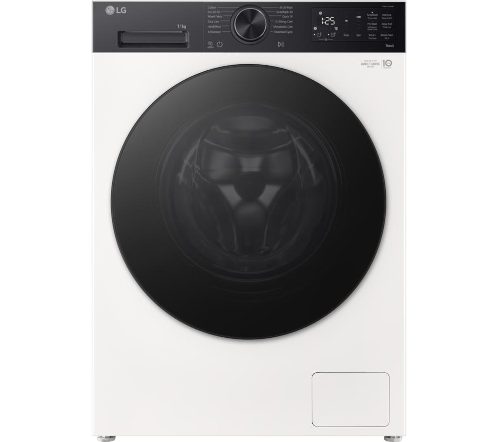 LG VX55 Series AI Direct Drive F4X5511THB WiFi-enabled 11 kg 1400 Spin Washing Machine – White, White,Black