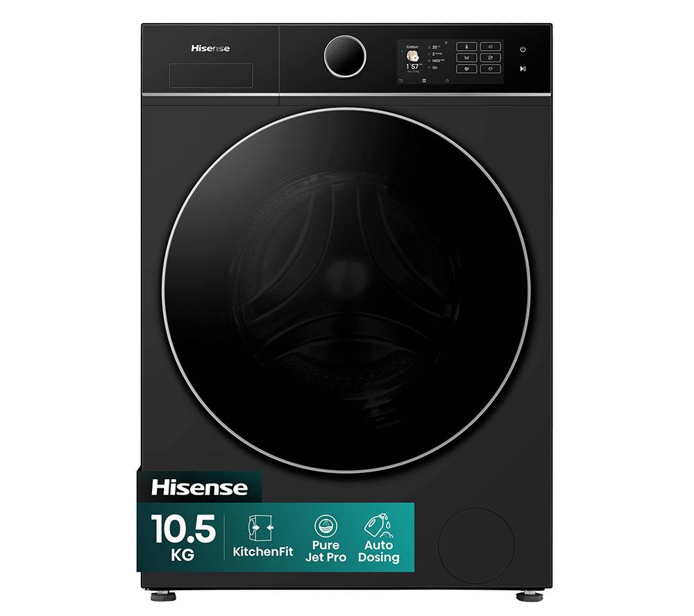 HISENSE KitchenFit 5i Series WF5I1045BBQ WiFi-enabled 10.5 kg 1400 Spin Washing Machine – Black, Black