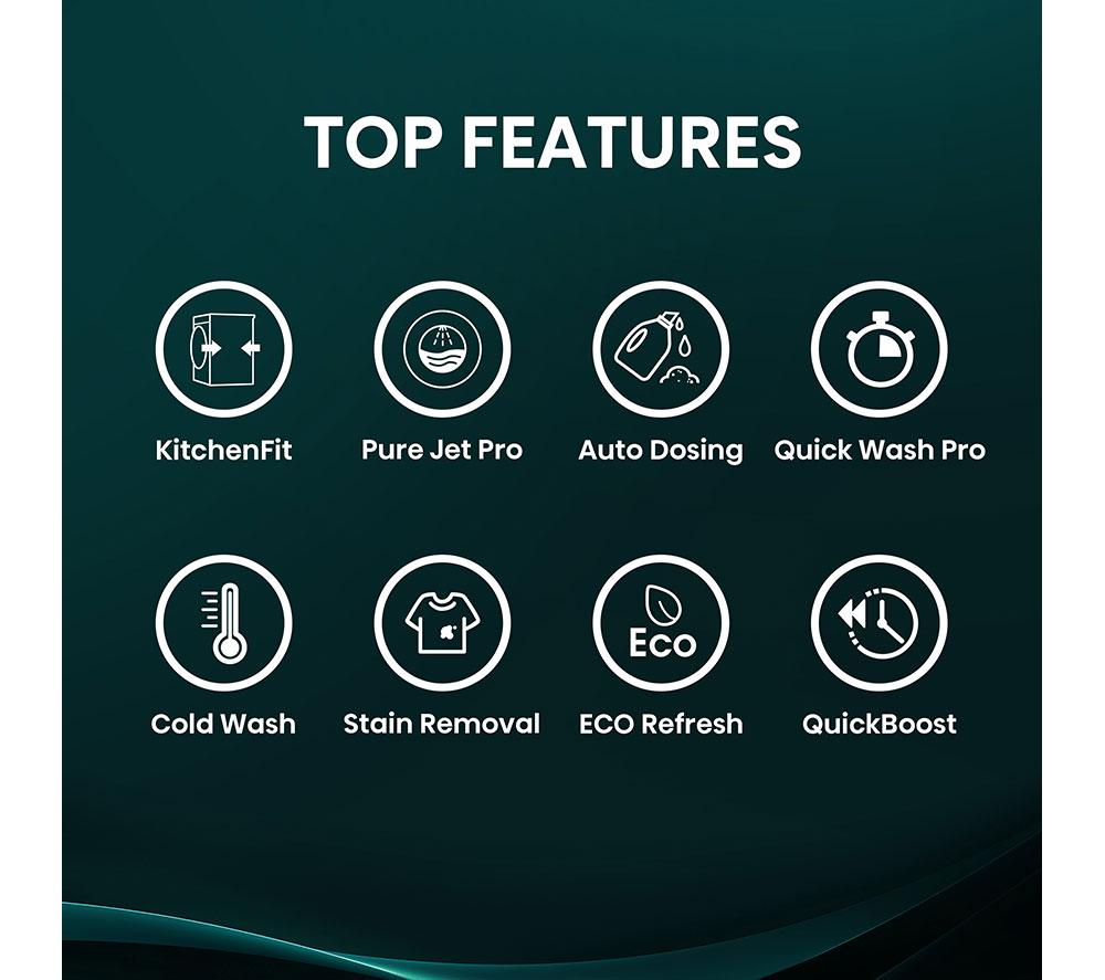 HISENSE KitchenFit 5i Series WF5I1045BBQ WiFi-enabled 10.5 kg 1400 Spin Washing Machine - Black image number 2 of 27