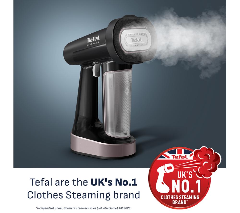 TEFAL Pure Force DT8765G0 Clothes Steamer - Cinnamon Pink Metal & Black Glamma image number 2 of 7