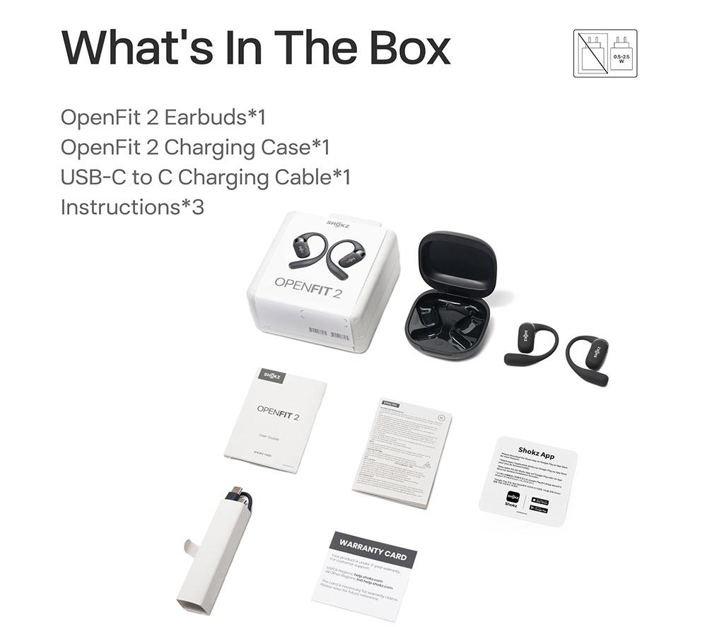 SHOKZ OpenFit 2 Wireless Bluetooth Earbuds - Black image number 6 of 6