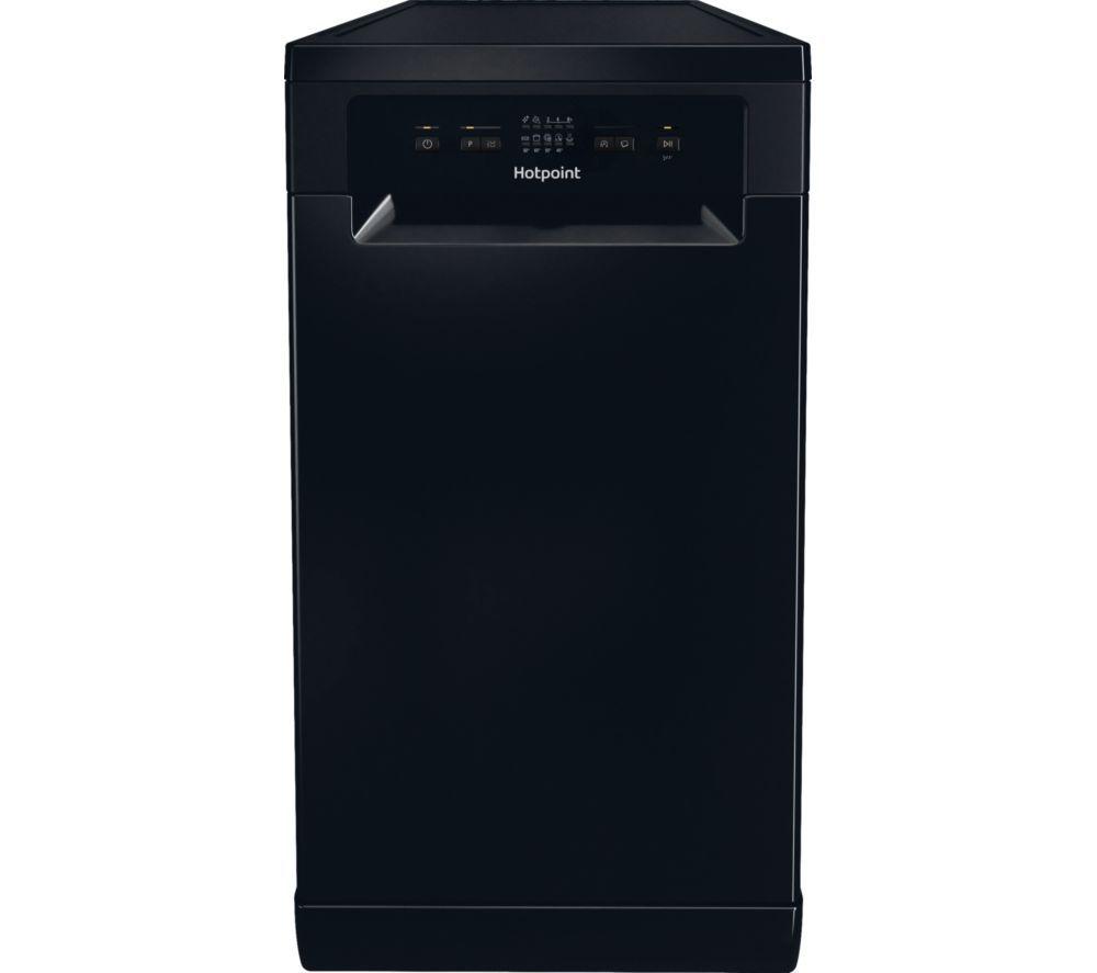 HOTPOINT HP2FE10CS90BUK Slimline Dishwasher – Black, Black
