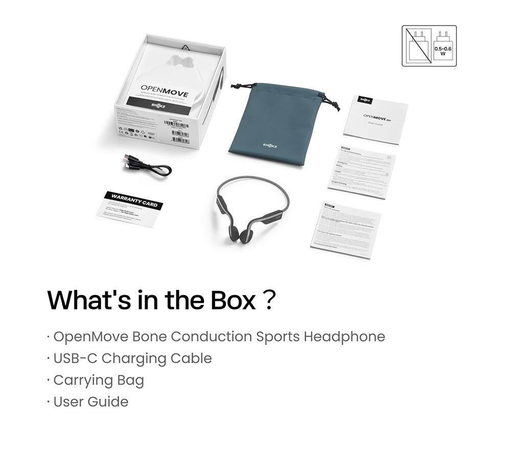 SHOKZ OpenMove Wireless Bluetooth Sports Headphones - Grey image number 11 of 12