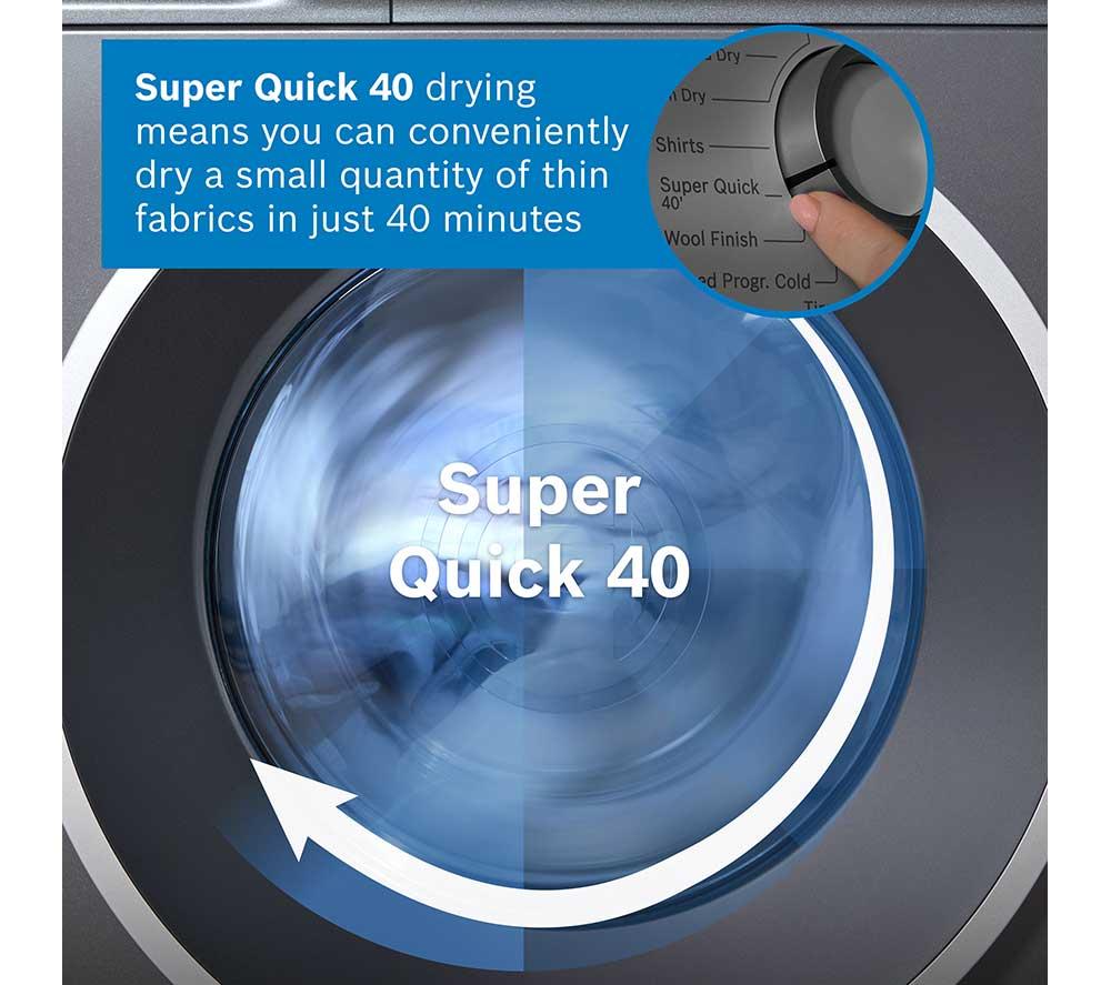 BOSCH Series 6 WQG245R2GB 9 kg Heat Pump Tumble Dryer - Graphite image number 10 of 19