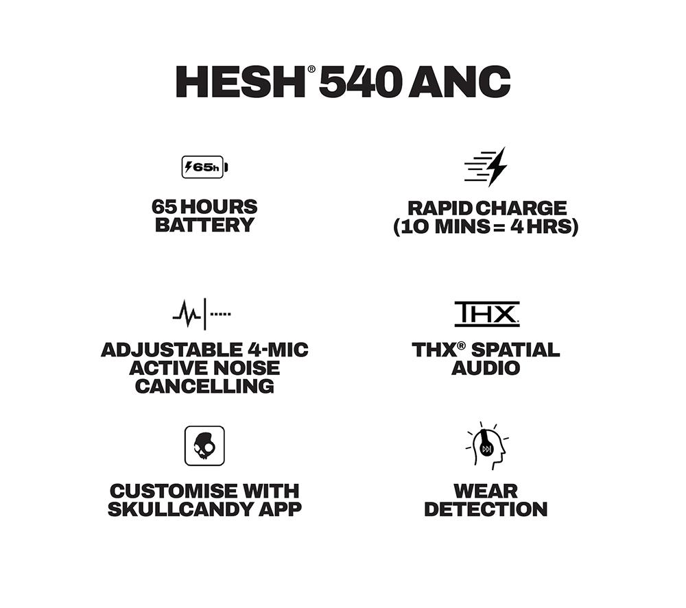 SKULLCANDY Hesh 540 ANC Wireless Bluetooth Noise-Cancelling Headphones - Black image number 11 of 11