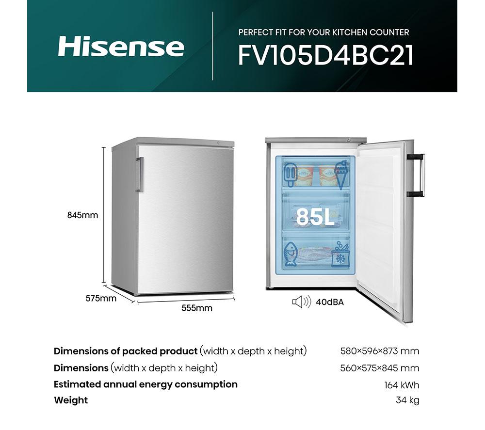 HISENSE FV105D4BC21 Undercounter Freezer - Silver image number 11 of 11