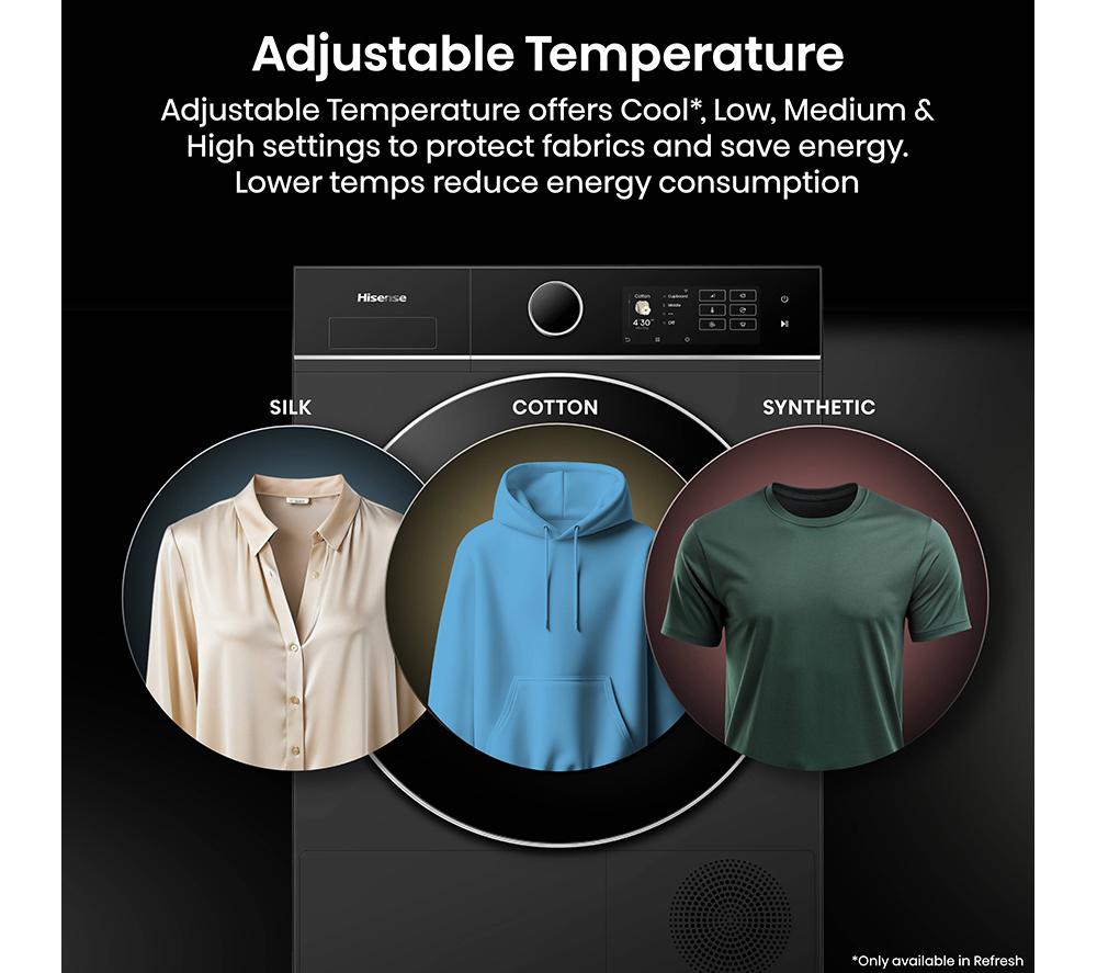 HISENSE 5i Series DH5I104BBAB WiFi-enabled 10 kg Heat Pump Tumble Dryer - Black image number 19 of 25