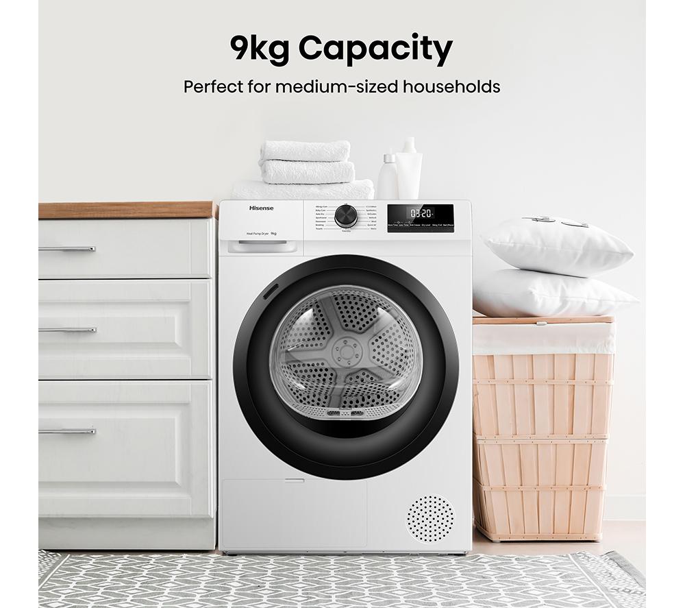 HISENSE 1Q Series DH1Q902BW2 9 kg Heat Pump Tumble Dryer - White image number 3 of 17