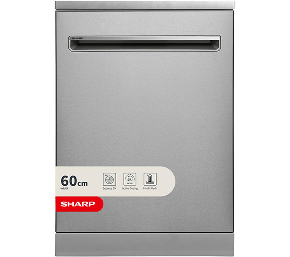 SHARP QW-S33F47E3I-EN Full-size Dishwasher – Inox, Silver/Grey
