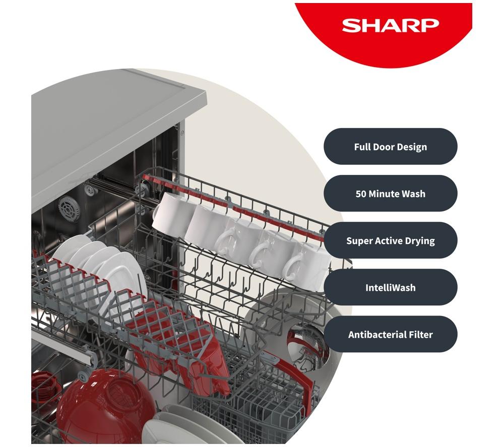 SHARP QW-S33F47E3I-EN Full-size Dishwasher - Inox image number 3 of 14