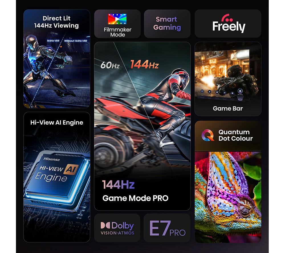 HISENSE E7Q PRO 43" QLED 4K HDR Smart TV with Freely - 43E7QTUK PRO image number 3 of 17