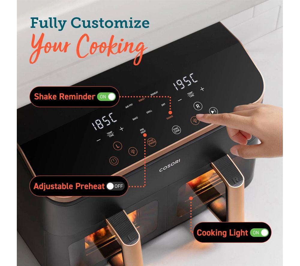 COSORI&nbsp; CAF-R903-AUK Dual Basket Air Fryer - Black image number 3 of 7