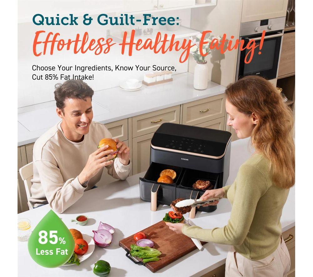 COSORI&nbsp; CAF-R903-AUK Dual Basket Air Fryer - Black image number 7 of 7