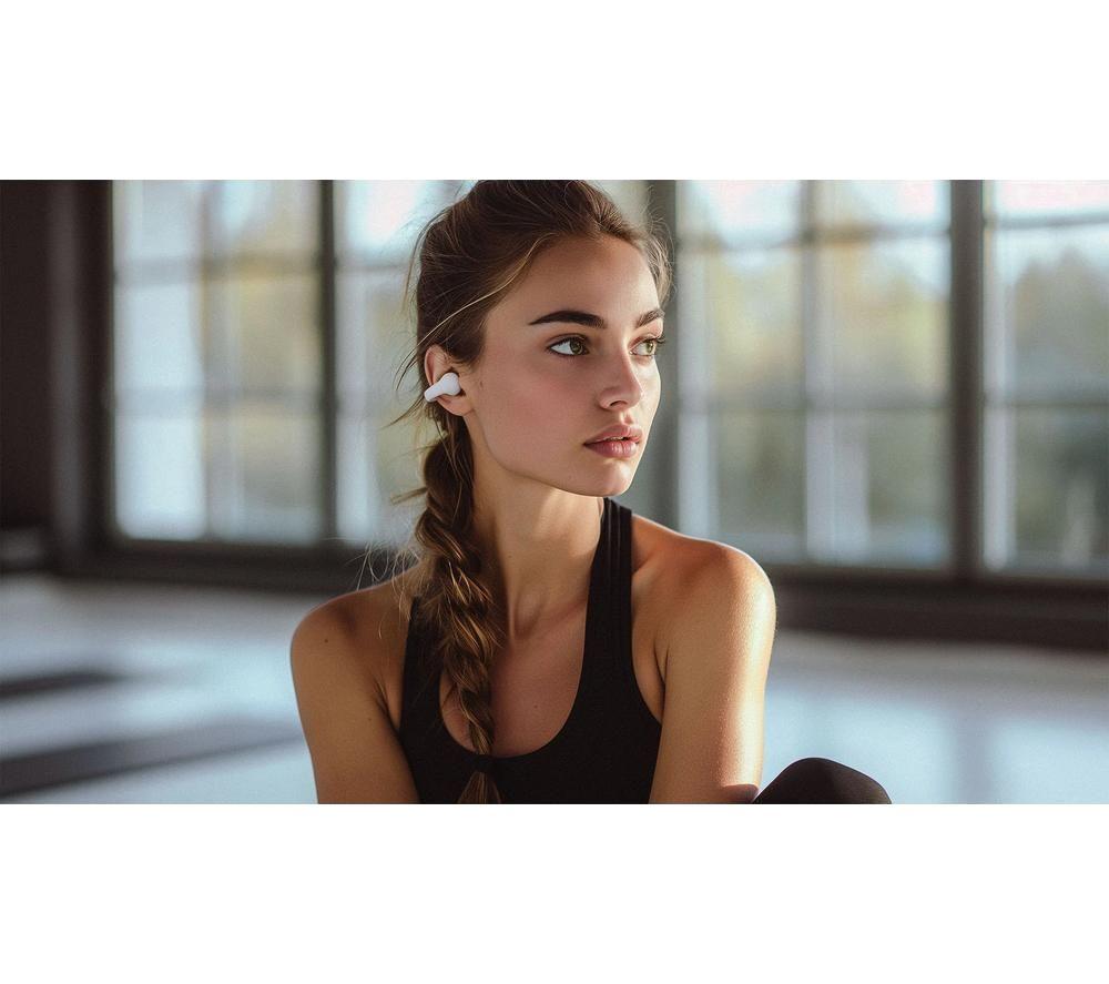 HAPPY PLUGS Clip Wireless Bluetooth Noise-Cancelling Earbuds - White image number 6 of 7