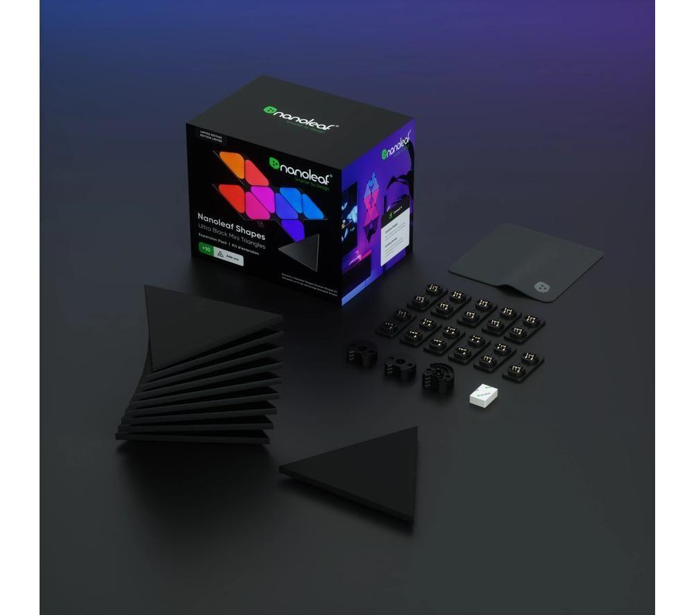 NANOLEAF Shapes Mini Triangle Smart Lights Expansion Pack - Ultra Black, Pack of 10 image number 2 of 5