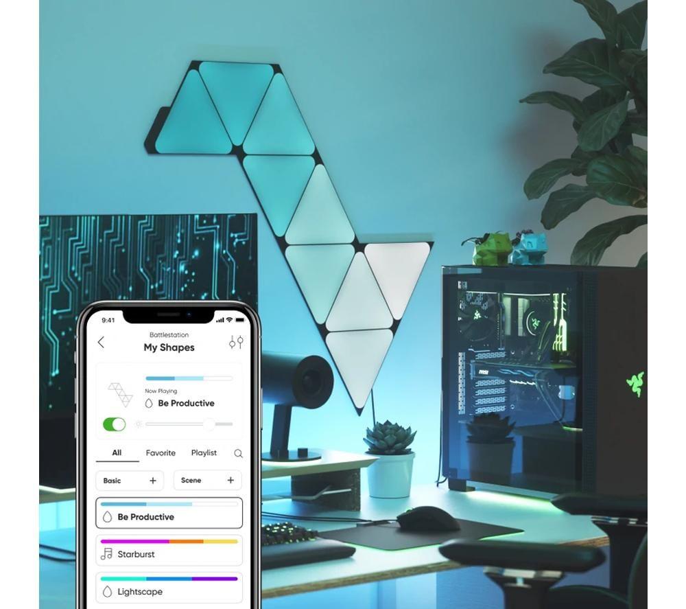 NANOLEAF Shapes Mini Triangle Smart Lights Expansion Pack - Ultra Black, Pack of 10 image number 5 of 5