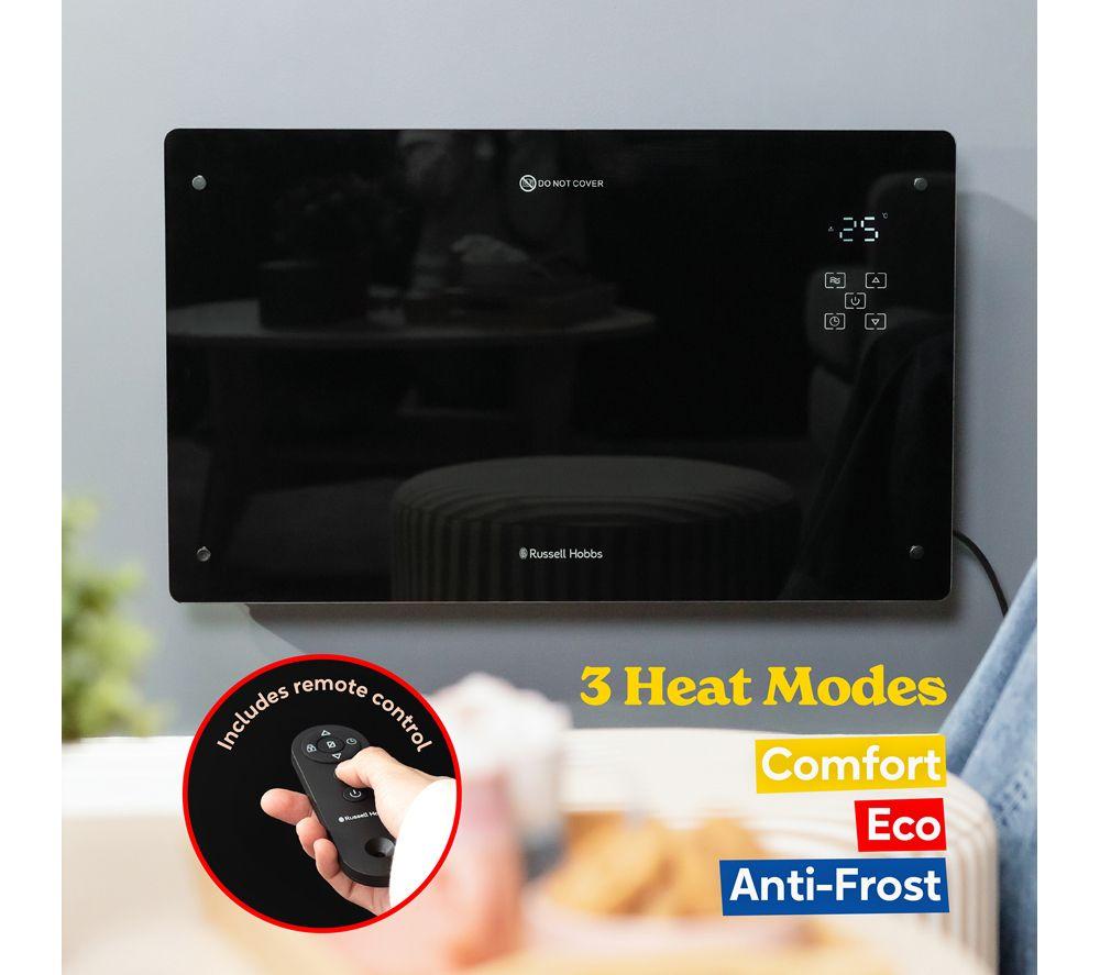 RUSSELL HOBBS PRRARH40024 Glass Panel Heater - Black image number 2 of 4