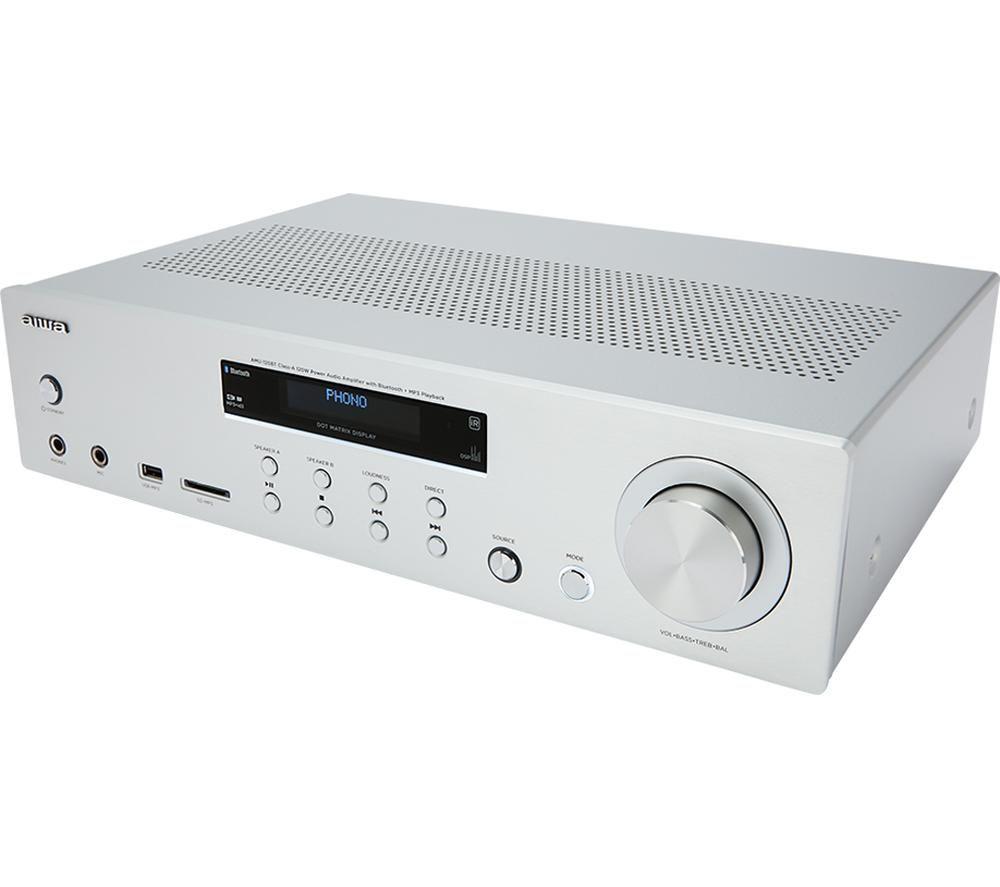 AIWA AMU-120BT Bluetooth Mini Hi-Fi System - Silver image number 3 of 9