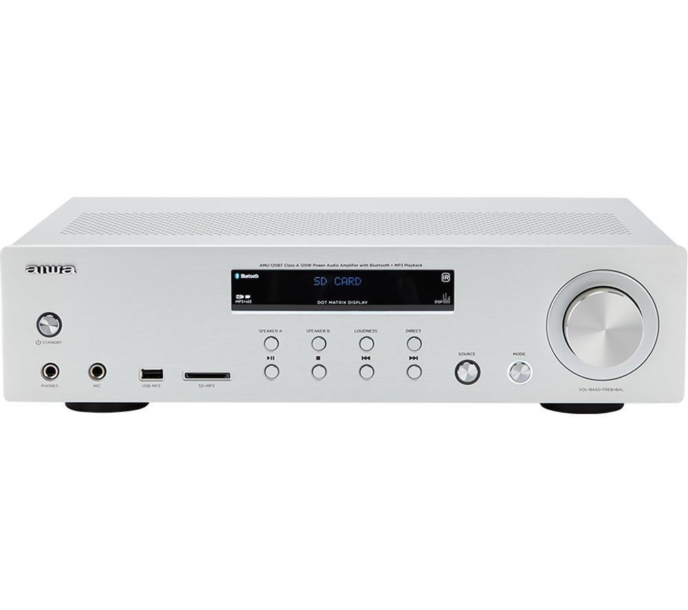 AIWA AMU-120BT Bluetooth Mini Hi-Fi System - Silver image number 9 of 9