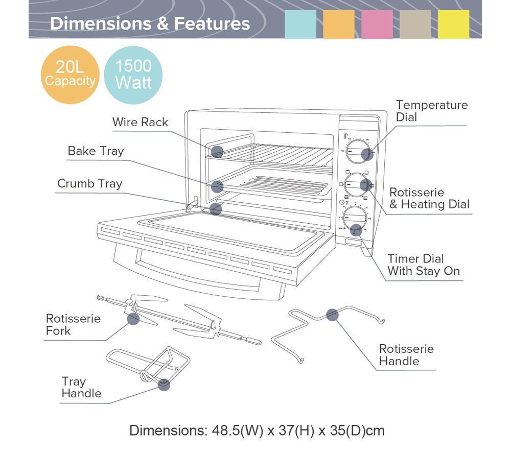 QUEST 35389 Rotisserie Electric Mini Oven - Black image number 9 of 9