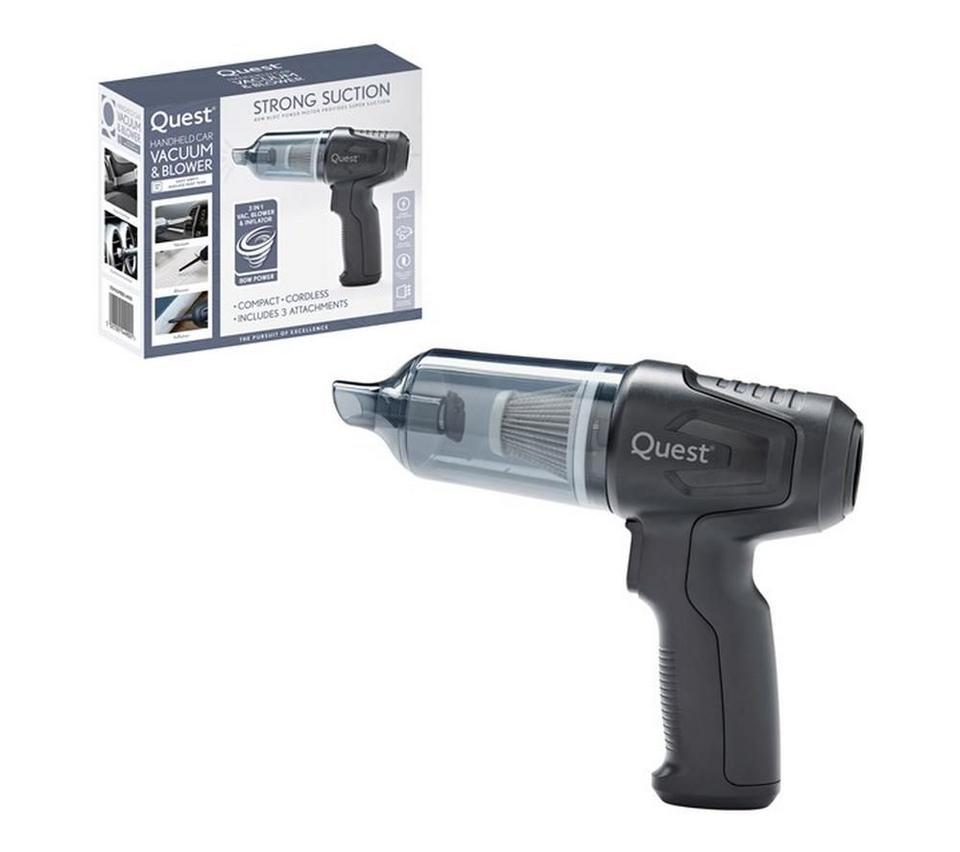 QUEST 44900 Cordless Bagless Handheld Car Vacuum Cleaner - Black