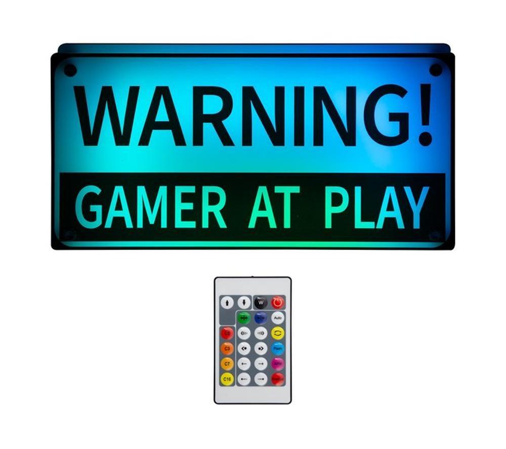 GLOBAL GIZMOS Warning Gamer at Play LED Light - Black & Blue image number 3 of 3