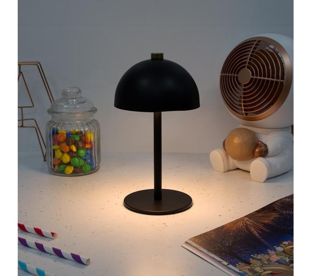 GLOBAL GIZMOS 48029 Rechargeable LED Mushroom Table Lamp - Black image number 2 of 2