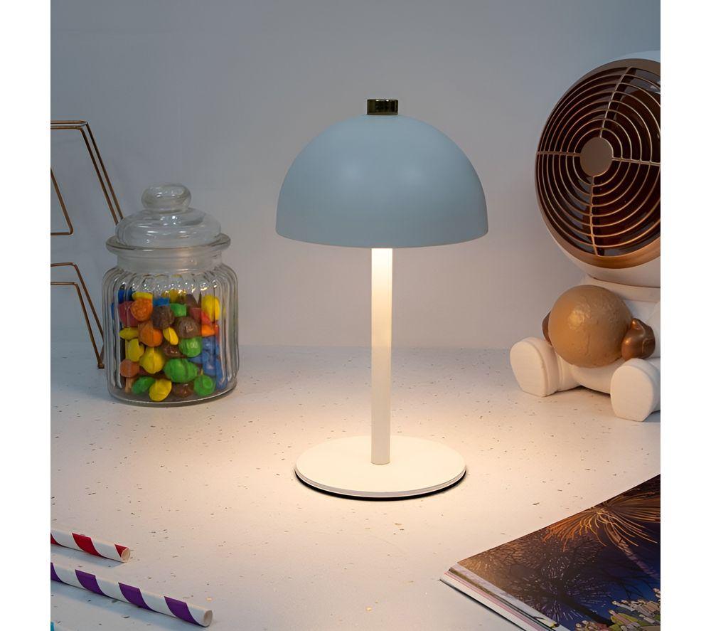 GLOBAL GIZMOS 48039 Rechargeable LED Mushroom Table Lamp - White image number 2 of 2