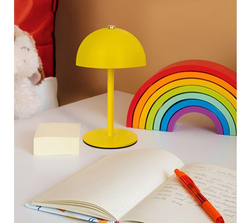 GLOBAL GIZMOS 48039 Rechargeable LED Mushroom Table Lamp - Yellow image number 2 of 2