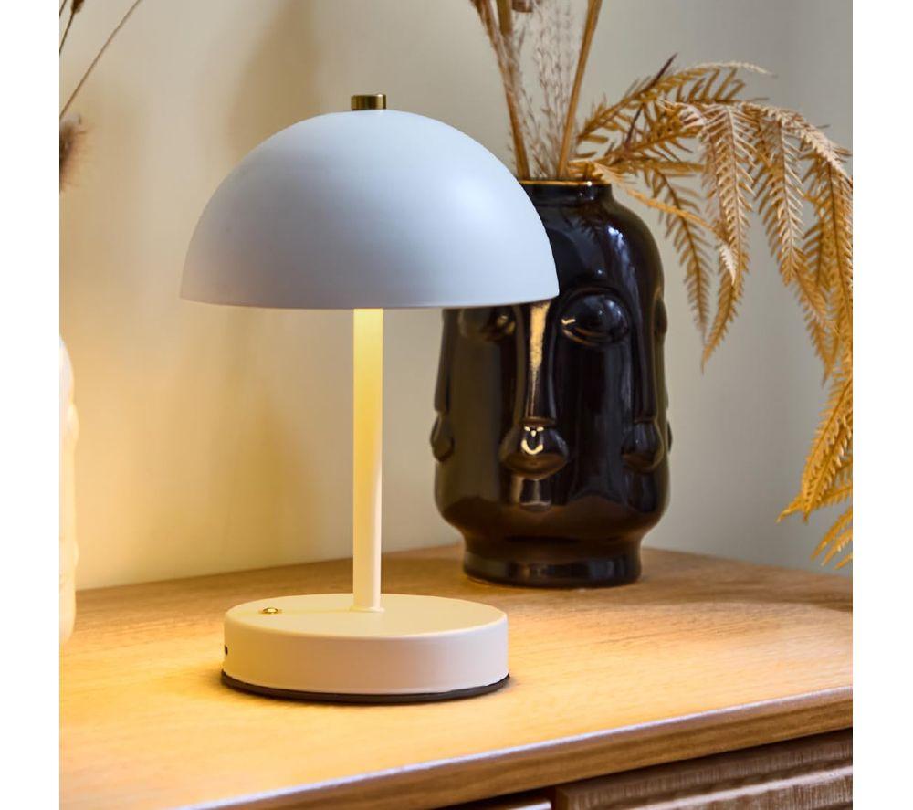 GLOBAL GIZMOS 48079 Rechargeable LED Mushroom Table Lamp - White image number 3 of 4