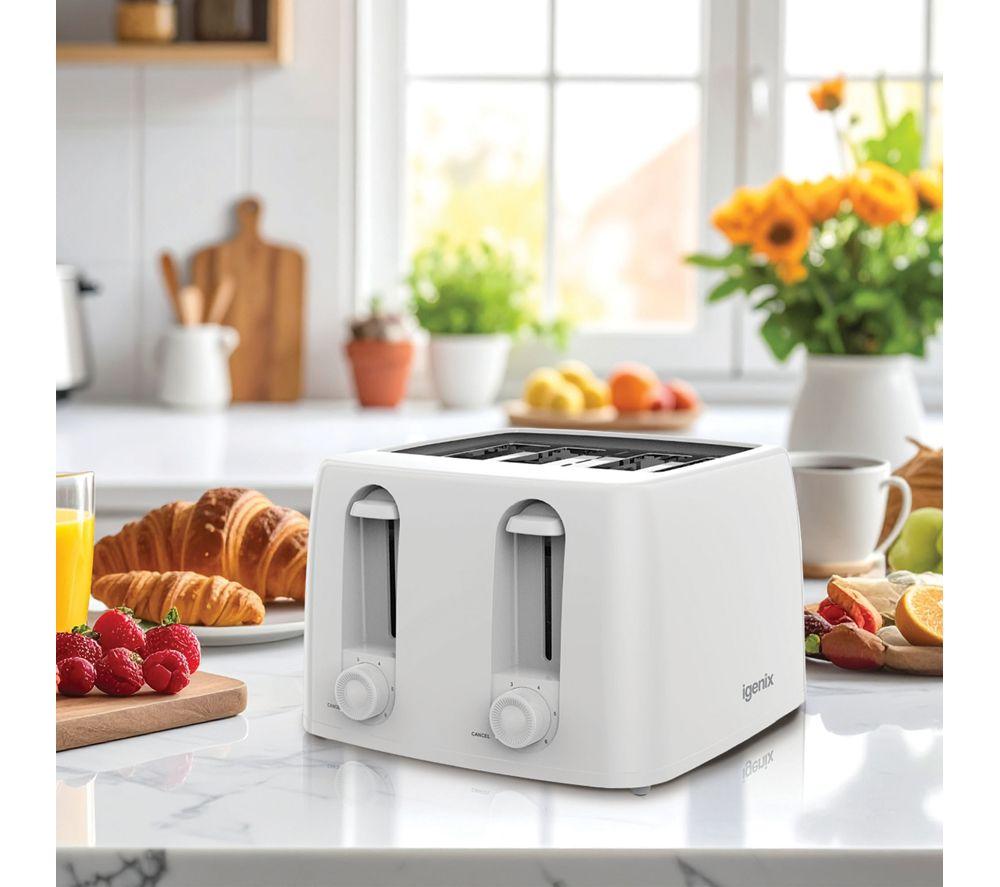 IGENIX IGT0445W 4-Slice Toaster - White image number 2 of 3