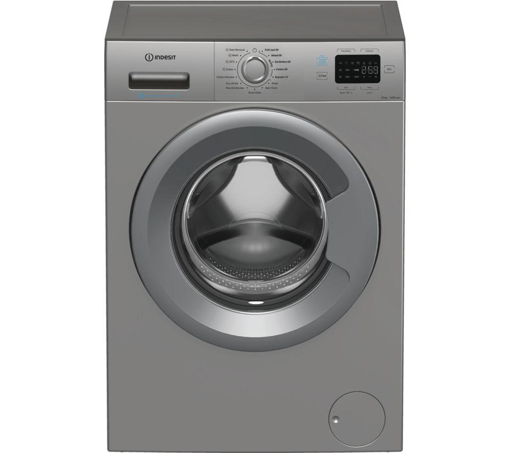INDESIT Push&Go IP 1046S UK 10 kg 1400 Spin Washing Machine – Silver, Silver/Grey