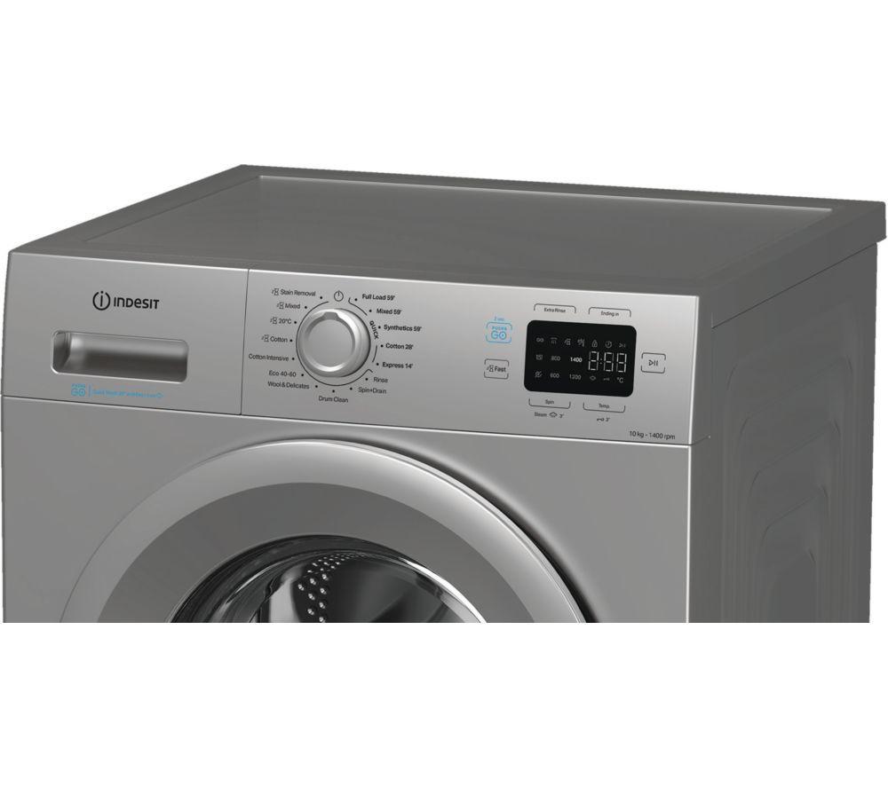INDESIT Push&Go IP 1046S UK 10 kg 1400 Spin Washing Machine - Silver image number 4 of 7