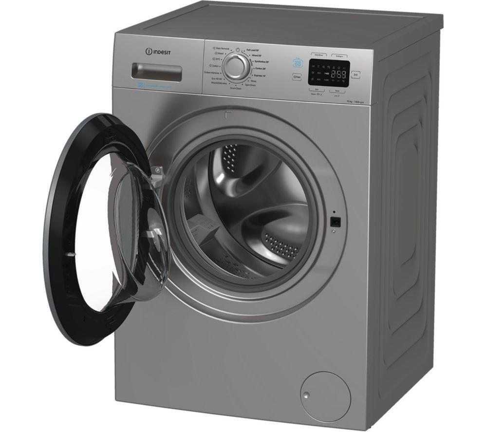 INDESIT Push&Go IP 1046S UK 10 kg 1400 Spin Washing Machine - Silver image number 5 of 7
