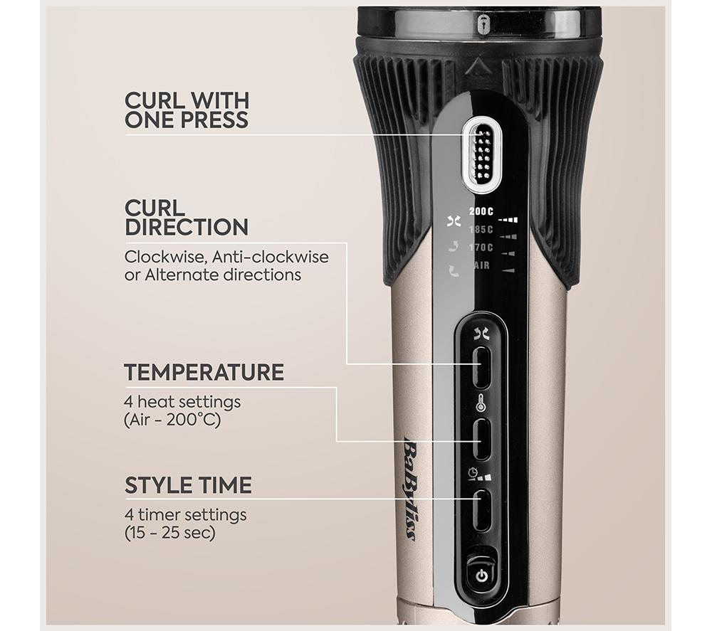 BABYLISS  Style Secret Air Automatic Rotating Curler & Waver - Silver & Black image number 9 of 14