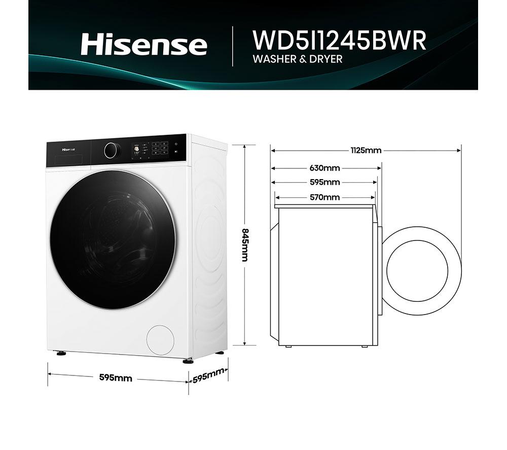 HISENSE KitchenFit 5i Series WD5I1245BWR WiFi-enabled 12 kg Washer Dryer - White image number 15 of 29