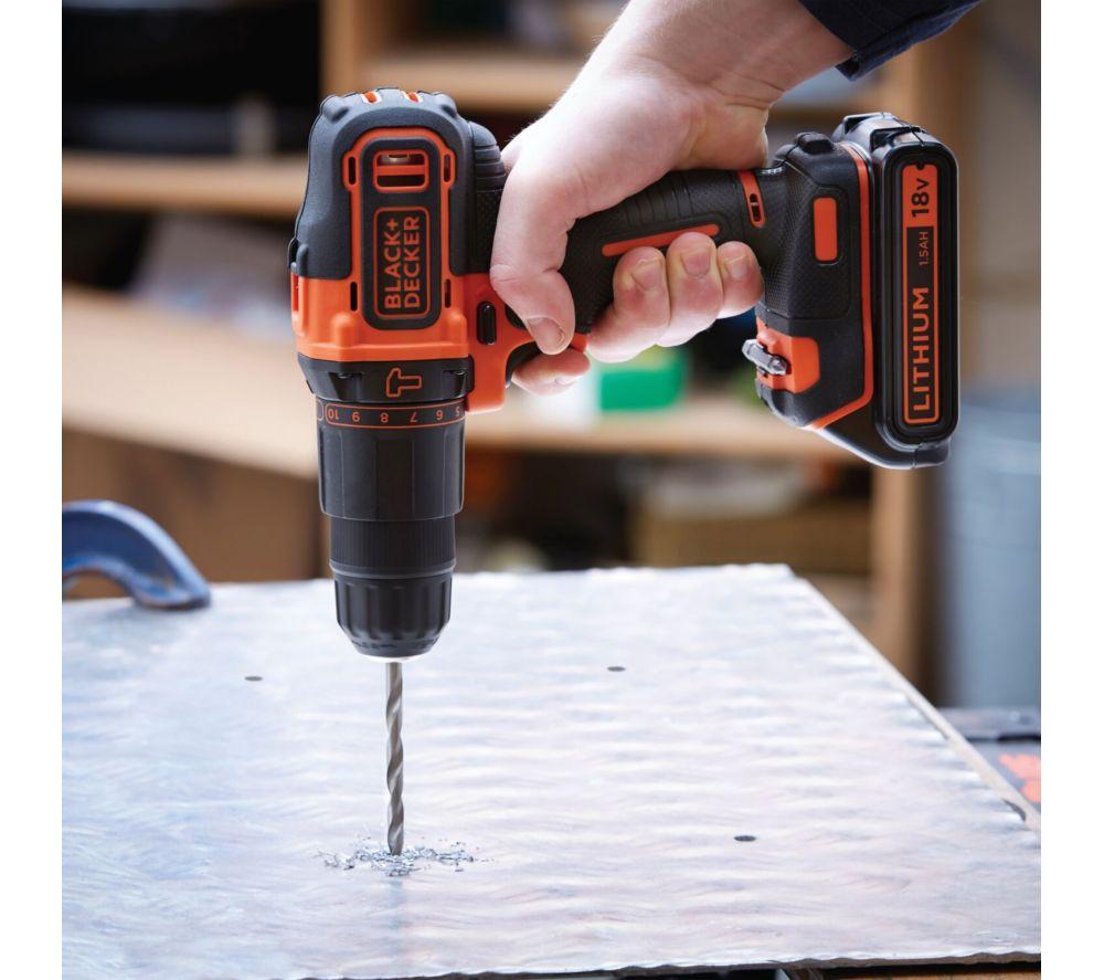 BLACK + DECKER 18 V Cordless Hammer Drill - Orange & Black image number 2 of 5