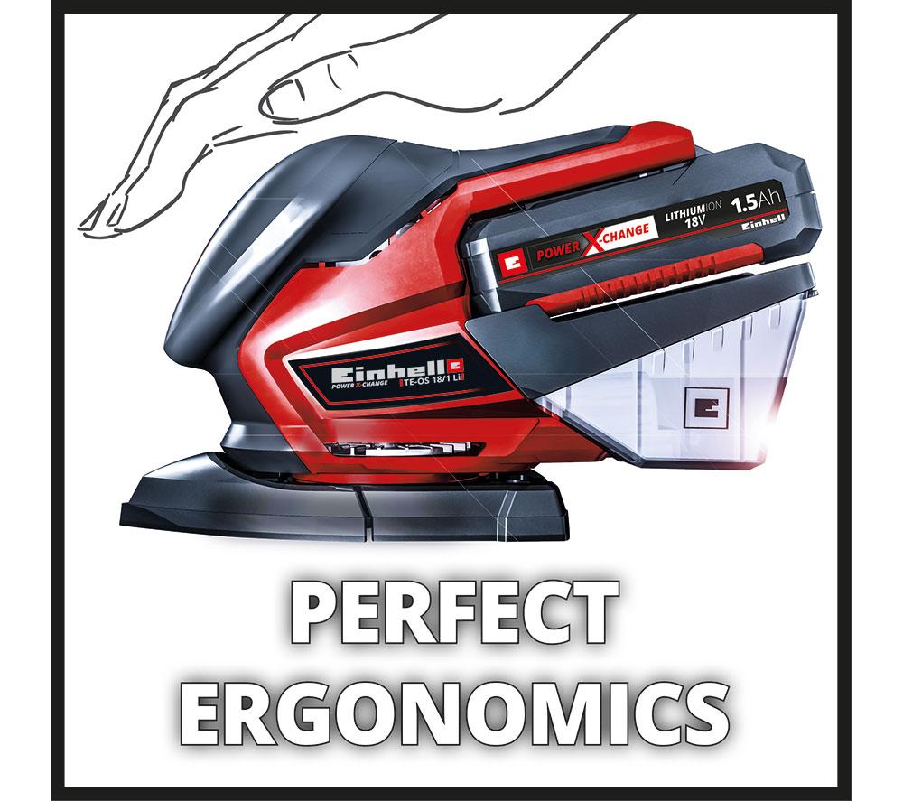 EINHELL TE-OS 18/150 Li Cordless Multiple Sander - Black & Red image number 3 of 15