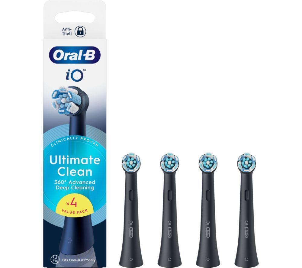 ORAL-B iO Ultimate Clean Replacement Toothbrush Head - Pack of 4, Black