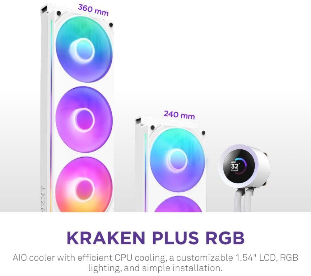 NZXT Kraken Plus 240 240 mm Liquid RGB CPU Cooler - White image number 2 of 5