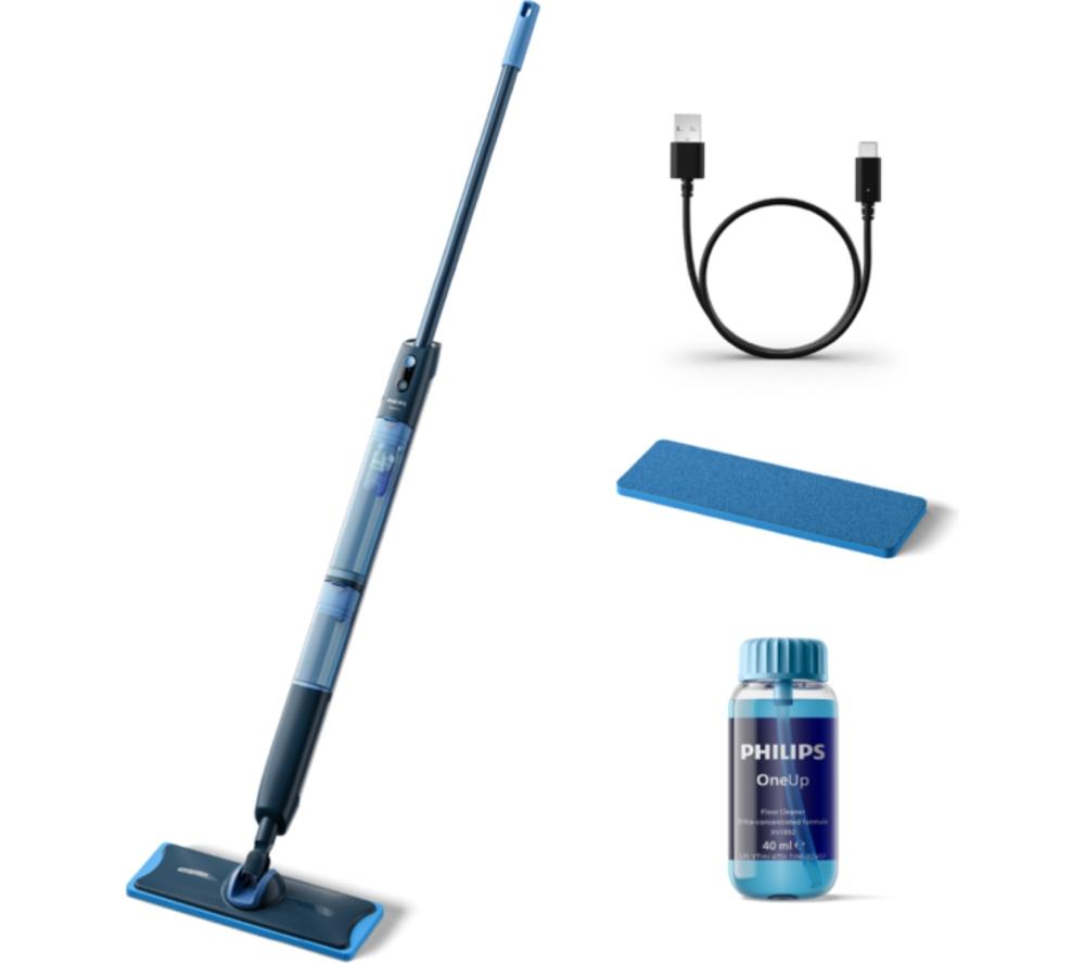 PHILIPS OneUp 5000 Series Electric Mop, Floor Cleaner & Replaceable Pads Bundle - Blue