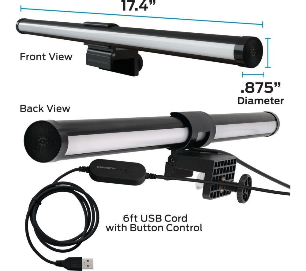 MONSTER Smart llluminessence Duo+ 2-in-1 RGBW+IC Monitor Light Bar - 17.4" / 44 cm image number 5 of 7