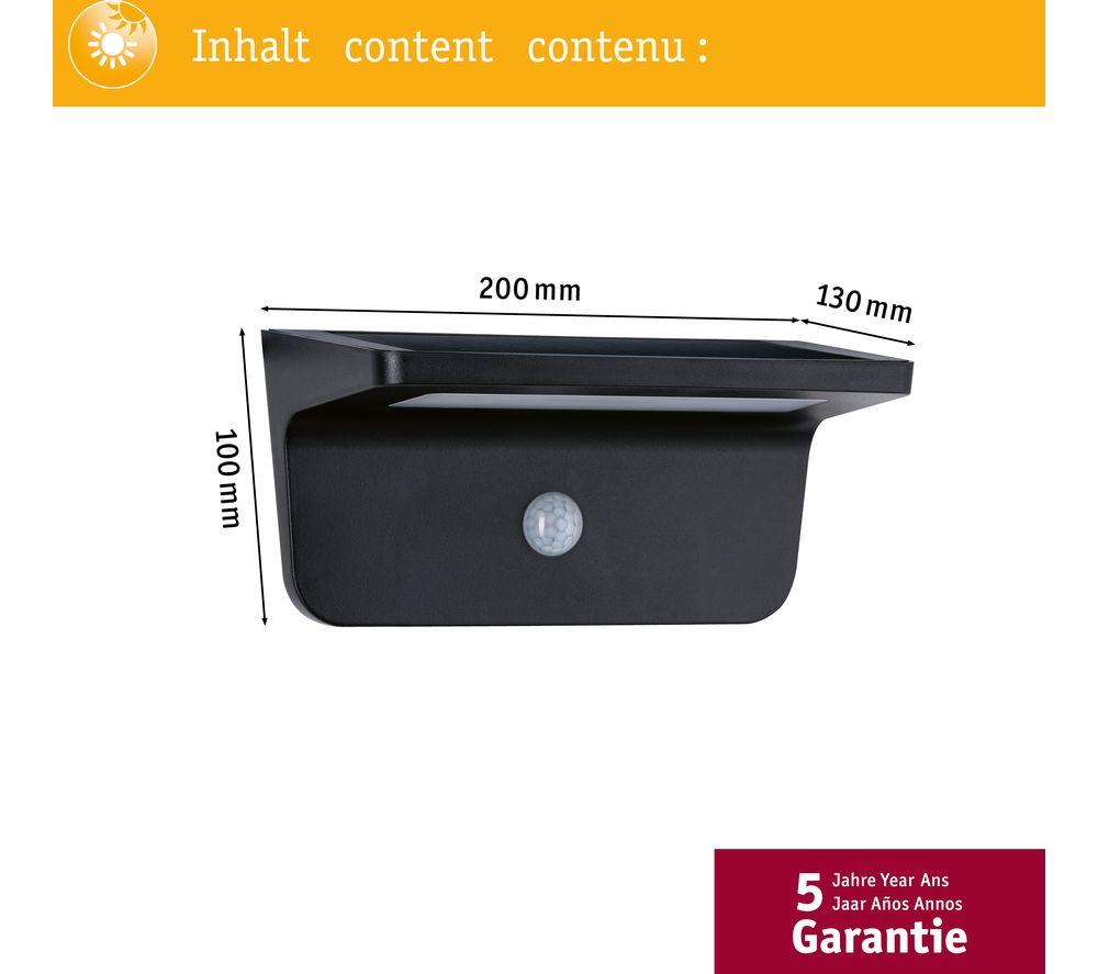 PAULMANN Cyprus Outdoor Solar Wall Light with Motion Sensor - Anthracite image number 5 of 6