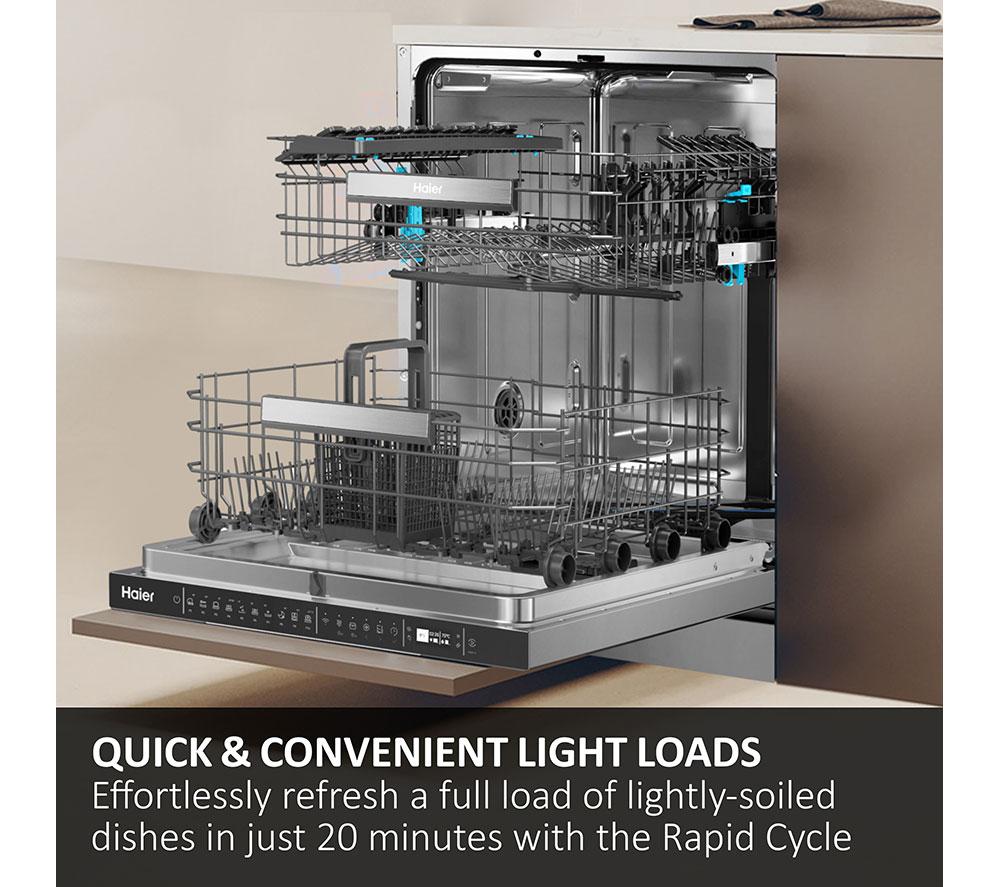 HAIER XF 4A4M0X-80 Full-size WiFi-enabled Dishwasher - Silver image number 11 of 16