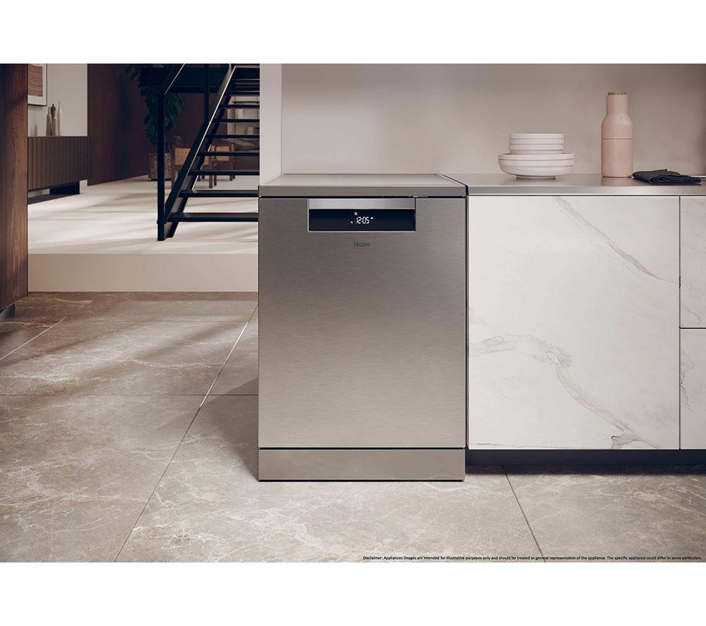 HAIER XF 4A4M0X-80 Full-size WiFi-enabled Dishwasher - Silver image number 15 of 16